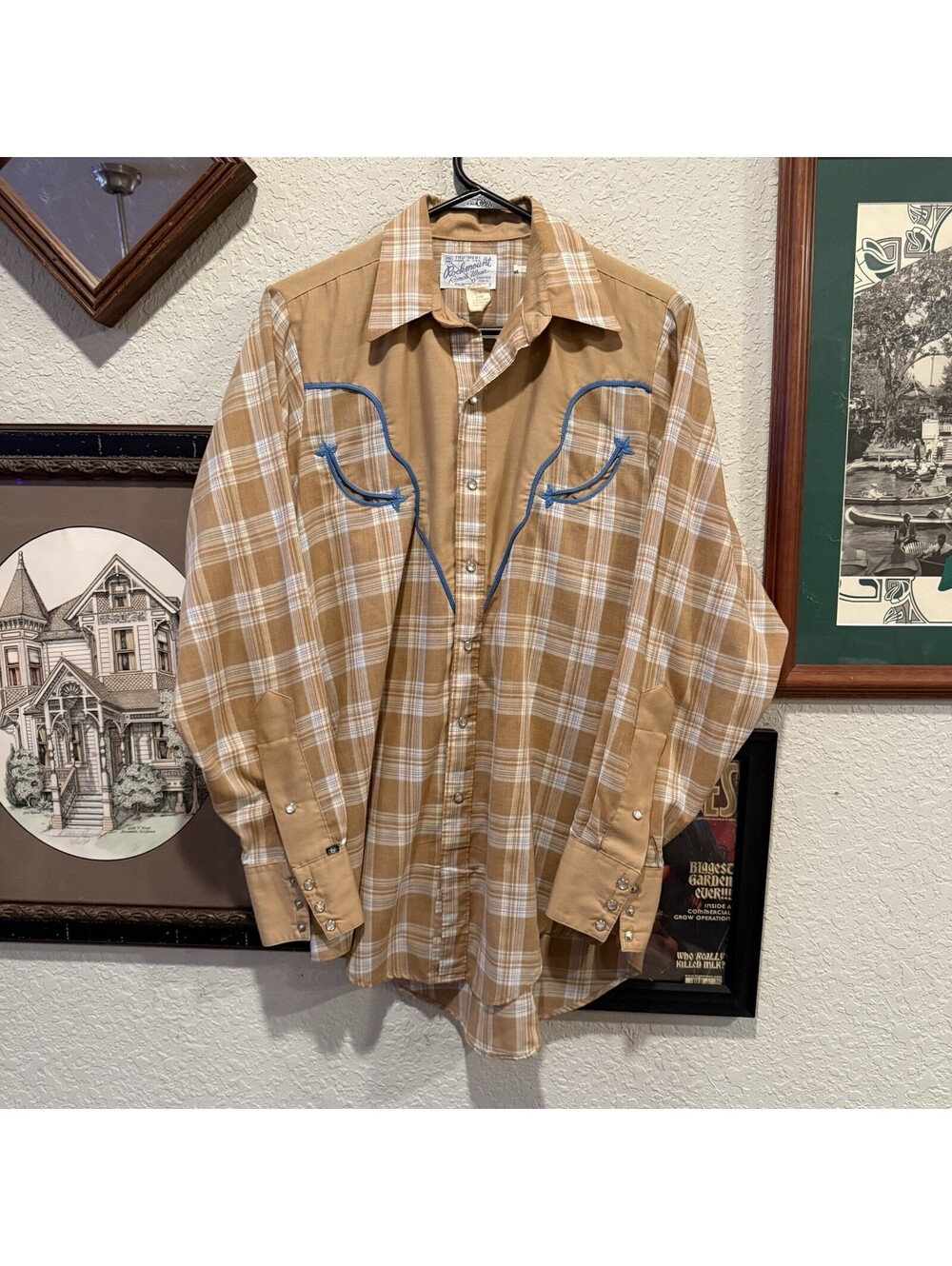 Vintage 70s RARE Rockmount Ranch Wear Plaid Western Shirt Size Men’s Medium